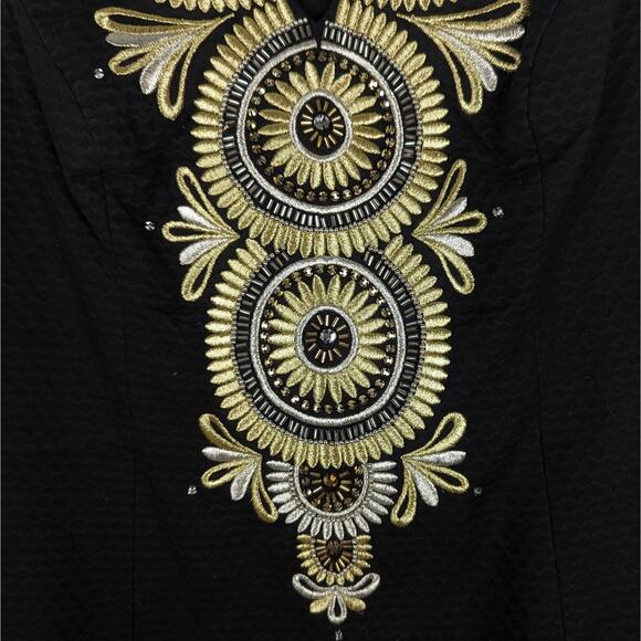 Lilly Pulitzer Black and Gold Gabby Shift Embroidered Beaded Mini Dress Size 00 - Picture 4 of 10